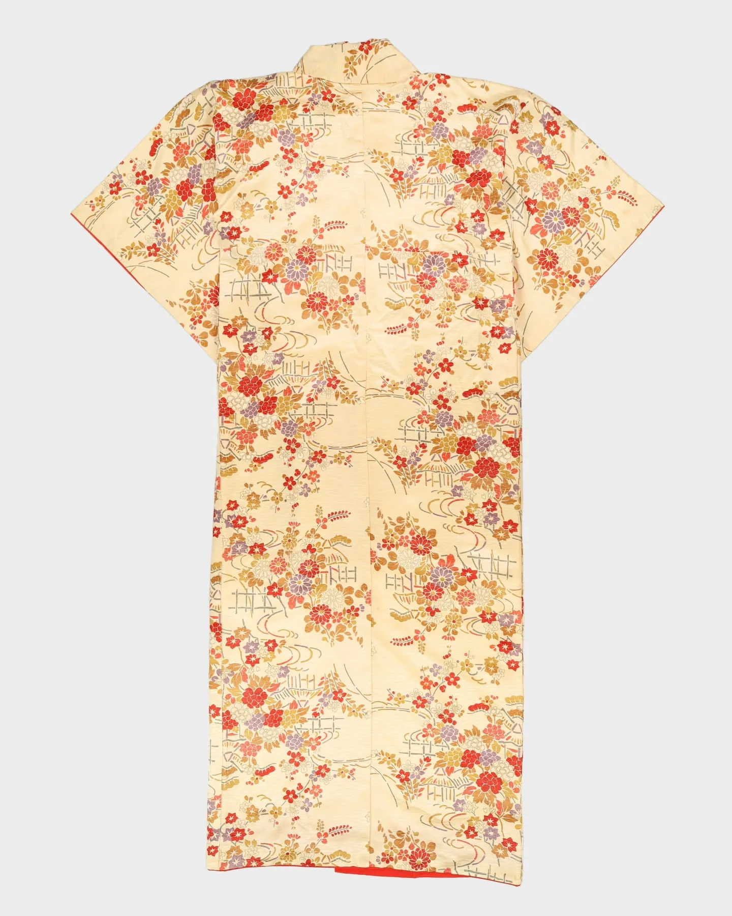 Yellow With Orange Flowers Kimono - M